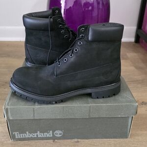 Timberland Men's Black Lace-Up Nubuck Work Boots